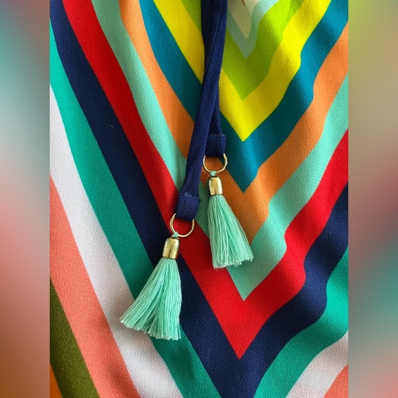 Trina Turk Multicolored Rainbow Dress Coverup Open Back SZ L - Picture 8 of 9